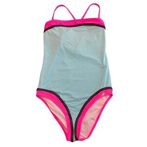 NWT PilyQ Girls Neon Color Block Bandeau One Piece Swimsuit Sz.16